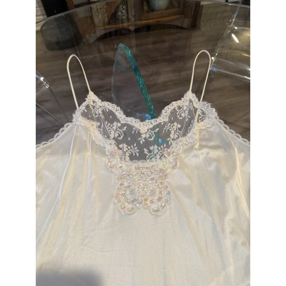 Vintage Victoria's Secret Gold Label Bridal Robe Embellished Slip Gown Ivory